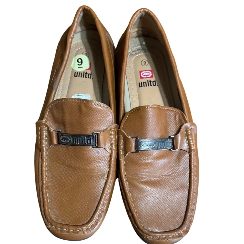 Ecko Unltd Mens Loafers Size 9 Aldway-11M Driving Mocs Tan Brown Metal Bit